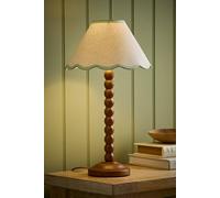 ValueLights Bobbin Colour Trim Linen Shade Walnut Bobble Table Lamp in Pale Green ValueLights Pale Green