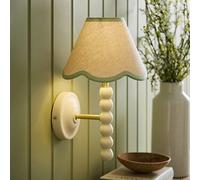 ValueLights Bobbins Cream Bobble Wall Light & Colour Trim Linen Lamp Shade in Pale Green ValueLights Pale Green