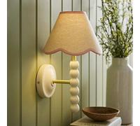 ValueLights Bobbins Cream Bobble Wall Light & Colour Trim Linen Lamp Shade in Baby Pink ValueLights Baby Pink