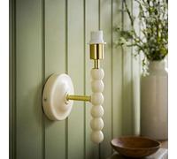 ValueLights Bobbins Wooden Bobble Wall Light Lamp Base in Cream ValueLights Cream