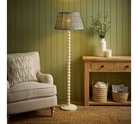 Valuelights Bobbin Floral Printed Pleated Shade Cream Bobble Floor Lamp Cream