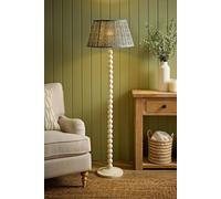ValueLights Bobbin Floral Printed Pleated Shade Cream Bobble Floor Lamp ValueLights Cream