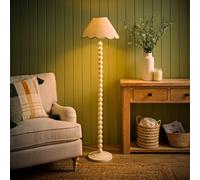 ValueLights | Bobbin Green Trim Linen Shade Cream Bobble Floor Lamp with Bulb | Floor Lamps & Torchieres, Home Décor & Improvement Essential | Includes Bulb