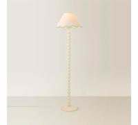ValueLights | Bobbin Green Trim Linen Shade Cream Bobble Floor Lamp with Bulb | Floor Lamps & Torchieres, Home Décor & Improvement Essential | Includes Bulb