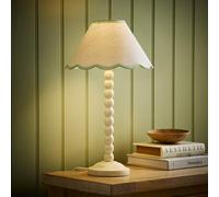 ValueLights Bobbin Colour Trim Linen Shade Cream Bobble Table Lamp in Pale Green ValueLights Pale Green