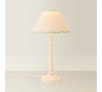 ValueLights | Bobbin Green Trim Linen Shade Cream Bobble Table Lamp with Bulb | Table Lamps, Home Décor & Improvement Essential | Includes Bulb