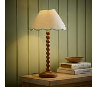 ValueLights Bobbin Colour Trim Linen Shade Walnut Bobble Table Lamp in Pale Green ValueLights Pale Green