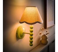 ValueLights Bobbins Sage Green Wall Light with Linen Trim Lamp Shade & LED Bulb in Pale Blue ValueLights Pale Blue