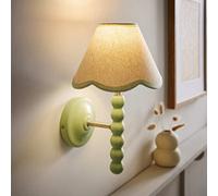 Valuelights Bobbin Green Wall Light With Green Trim Scallop Shade