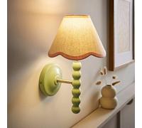 ValueLights | Bobbin Green Wall Light with Pink Trim Scallop Shade and Bulb | Wall Lights & Home Improvements Essential