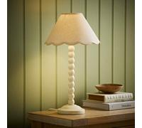 ValueLights Bobbin Colour Trim Linen Shade Cream Bobble Table Lamp ValueLights Cream