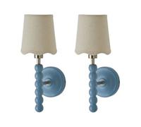 Bobbins Pair Pastel Wall Lights and Natural Lamp Shades and Bulbs ValueLights Pale Blue One Size