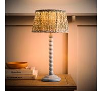 ValueLights Floral Pleated Shade Pastel Blue Bobbin LED Table Lamp with Bulb - Size: 49 x 25 x 25cm - Wilko