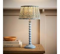 ValueLights | Bobbin Pastel Blue Table Lamp with Floral Pleated Shade and Bulb | Table Lamps & Home Improvements Essential