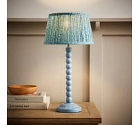 ValueLights | Bobbin Pastel Blue Table Lamp with Leaf Pleated Shade | Table Lamps & Home Improvements Essential