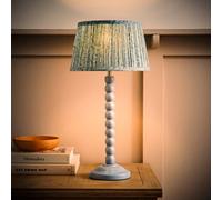 Valuelights Bobbin Bobble Table Lamp With Leaf Pleated Tapered Lamp Shade And Bulb In Pale Blue Pale Blue