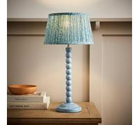 ValueLights | Bobbin Pastel Blue Table Lamp with Leaf Pleated Shade and Bulb | Table Lamps & Home Improvements Essential