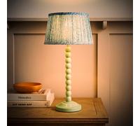 Valuelights Bobbin Pastel Green Table Lamp With Leaf Pleated Shade And Bulb