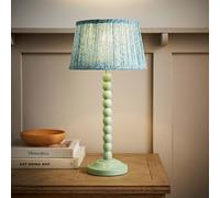 ValueLights | Bobbin Pastel Green Table Lamp with Leaf Pleated Shade and Bulb | Table Lamps & Home Improvements Essential
