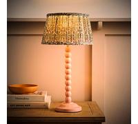 ValueLights | Bobbin Pastel Pink Table Lamp with Floral Pleated Shade and Bulb | Table Lamp, Home Décor & Improvement Essential