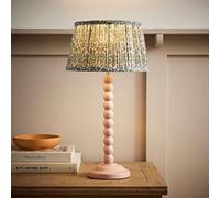 Bobbin Bobble Table Lamp with Floral Pleated Taper Lamp Shade and Bulb ValueLights Pale Pink One Size