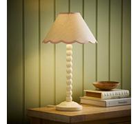 ValueLights Bobbin Colour Trim Linen Shade Cream Bobble Table Lamp in Baby Pink ValueLights Baby Pink