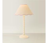 ValueLights | Bobbin Pink Trim Linen Shade Cream Bobble Table Lamp with Bulb | Table Lamps, Home Décor & Improvement Essential | Includes Bulb
