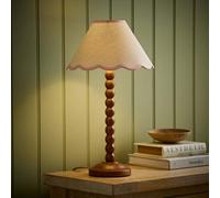 ValueLights Bobbin Colour Trim Linen Shade Walnut Bobble Table Lamp in Baby Pink ValueLights Baby Pink