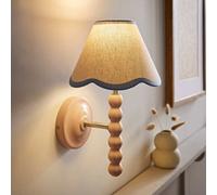 Valuelights Bobbin Pink Wall Light With Blue Trim Scallop Shade And Bulb