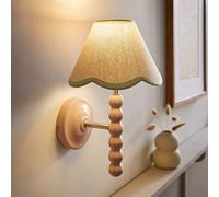 Valuelights Bobbins Rose Pink Bobble Wall Light And Linen Pastel Trim Lamp Shade In Pale Green Pale Green One Size