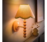 Valuelights Bobbin Pink Wall Light With Green Trim Scallop Shade And Bulb