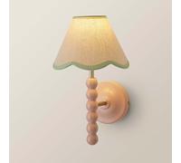 ValueLights | Bobbin Pink Wall Light with Green Trim Scallop Shade | Wall Lights, Home Décor & Improvement Essential | Mains Wired
