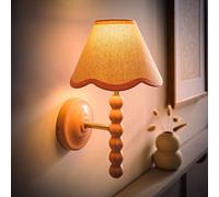 ValueLights Bobbins Rose Pink Wall Light with Linen Trim Lamp Shade & LED Bulb in Pale Pink ValueLights Pale Pink