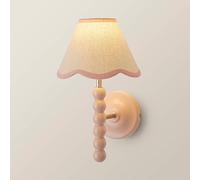 ValueLights Bobbins Rose Pink Bobble Wall Light & Linen Pastel Trim Lamp Shade in Pale Pink ValueLights Pale Pink