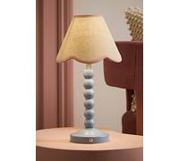 Valuelights Bobbin Scallop Trim Shade Blue Rechargeable Portable Table Lamp In Light Blue Light Blue
