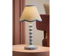ValueLights Bobble Blue Scallop Shade Blue Rechargeable Wooden LED Table Lamp - Size: 360 x 195 x 195cm - Powder Blue - Wilko