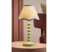 Valuelights Bobbin Scallop Trim Shade Green Rechargeable Portable Table Lamp In Baby Blue Baby Blue