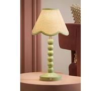 Valuelights Bobbin Scallop Trim Shade Green Rechargeable Portable Table Lamp In Light Green Light Green