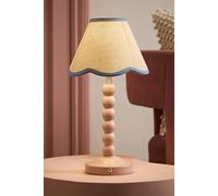 Valuelights Bobbin Scallop Trim Shade Pink Rechargeable Portable Table Lamp In Baby Blue Baby Blue