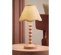 Valuelights Bobbin Scallop Trim Shade Pink Rechargeable Portable Table Lamp In Baby Pink Baby Pink