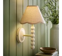 Valuelights Bobbins Cream Bobble Wall Light And Natural Trim Linen Lamp Shade