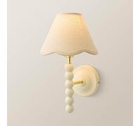 Valuelights Bobbins Cream Bobble Wall Light And Natural Trim Linen Lamp Shade