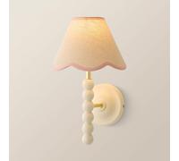 ValueLights Bobbins Cream Bobble Wall Light with Trim Linen Lamp Shade & Bulb in Baby Pink ValueLights Baby Pink