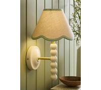 ValueLights Bobbins Cream Bobble Wall Light & Colour Trim Linen Lamp Shade in Pale Green ValueLights Pale Green