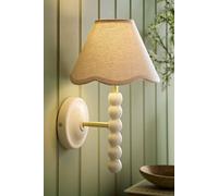 Valuelights Bobbins Cream Bobble Wall Light And Colour Trim Linen Lamp Shade Cream