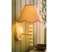 Valuelights Bobbins Cream Bobble Wall Light With Trim Linen Lamp Shade And Bulb In Baby Pink Baby Pink