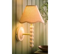 ValueLights Bobbins Cream Bobble Wall Light with Trim Linen Lamp Shade & Bulb in Natural ValueLights Natural