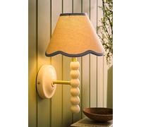 ValueLights Bobbins Cream Bobble Wall Light with Trim Linen Lamp Shade & Bulb in Baby Blue ValueLights Baby Blue