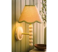 ValueLights Bobbins Cream Bobble Wall Light with Trim Linen Lamp Shade & Bulb in Pale Green ValueLights Pale Green
