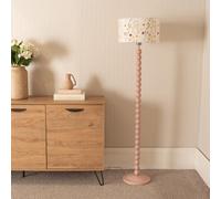 Valuelights Bobbins Painted Rose Floor Lamp With Floral Embroidered Drum Shade